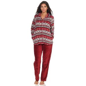 NORMANN - Wasfabriek behaaglijk dames huispak van coral fleece in leuk Noors design - 291 216 97 959, rood, 48