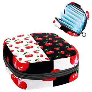 Opbergtas voor maandverband Pads, Menstruatie Cup Pouch, Periode Bag Organizer voor vrouwelijke Pads Tampons, Cherry