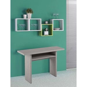 Dmora Lavanda Eettafel met boekenopening, multifunctionele console, uittrekbaar, 100% Made in Italy, 120 x 70 x 75 cm, beton