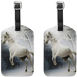 Bagagelabels,Witte Paardenprint Bagagetas Tags Travel Tags Koffer Accessoires 2 Stuks Set