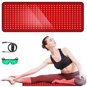 Rood lichttherapie voor lichaam, 31,5 inch x 11,8 inch rood licht therapie pad, dubbele chipkwaliteit 360 LED's 660nm en 850nm infrarood lichttherapie voor lichaam rug taille schouder kniegewricht