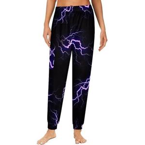 Purple Thunder Damespyjama, loungebroek, elastische tailleband, nachtkleding, broekje, print