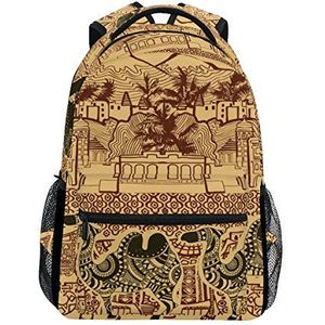 Jeansame Rugzak School Tas Laptop Reistassen voor Kids Jongens Meisjes Vrouwen Mannen Vintage Etnische Boheemse Vrouwen Lotus Camel
