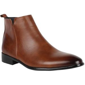 Chelsea Boots Casual Slip On Ankle Waterproof Mens Boots Men's Suede Chelsea Boots (Color : Brown-B, Size : EU 44)