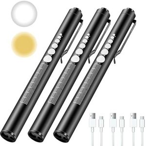 Vegena Pupillenlamp, medicijn, 3 stuks, diagnostische lamp, pupillamp, reddingsdienst, verpleegsteraccessoires, met pupilmeter, liniaal, led-penlamp voor verpleegsters, artsen
