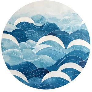 DEQORI Rond wandbehang, zelfklevend, diameter 100 cm, ritme van de golven, textielcanvas, verwijderbaar, decoratief en vormvast, voor woonkamer, kantoor, hal of kinderkamer