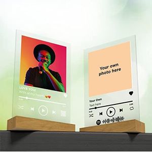 Socialframe® - Spotify layout Plexi Glasplaat inclusief standaard! - A4 formaat - Gepersonaliseerd met foto - cadeautje voor hem - Valentijn cadeau - voor vriend of vriendin - of moederdag