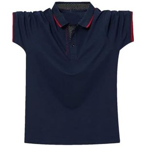 Mannen Zomer Ademend Borduurwerk Polos Shirt Mannen T-shirt Tops Mannen Business Casual Plus Size Shirt, Donkerblauw, L
