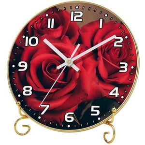 Wandklok, klokken voor slaapkamer, werkt op batterijen, roos, ronde stille klok 9,4 inch