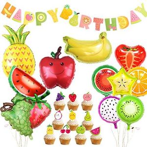 Fruit Birthday Party Decoration Kit, Happy Birthday Banner Watermelon Ananas Ballonnen voor Tutti Frutti Party Supplies