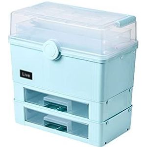 VDLLQYN, EHBO-doos Plastic EHBO-doos Huishoudelijk draagbaar handvat Meerlaags laddertype Lade Medische doos EHBO-doos Opbergdoos Medicijndoos EHBO-sets,Eerste hulp doos(Blue,2)
