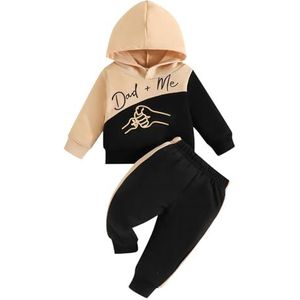 Peuter Baby Baby Jongen Kleding Lange Mouw Letter Gedrukt Hoodie Tops Sweatsuit Broek Outfit Set 13 Hoodie (Kaki, 3-6 Maanden)