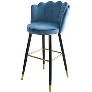 ShuuL 30 inch fluwelen stof hoge rug barkruk keuken barstoelen, toonhoogte hoge stoel, zwart metalen been gestoffeerde zitting voor bar, café, lounge, bar (roze en blauw) (kleur: