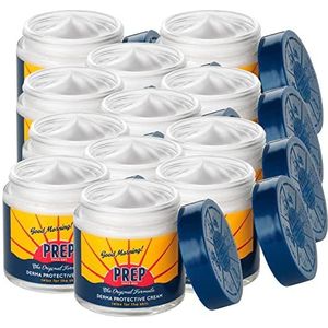 PREP 12 x multifunctionele huidbeschermingscrème voor geïrriteerde en rode huid tegen insectenbeten, vermoeidheid van de voeten en roodheid door de zon, verlichting van de scheerbeurt, 12 blikjes van