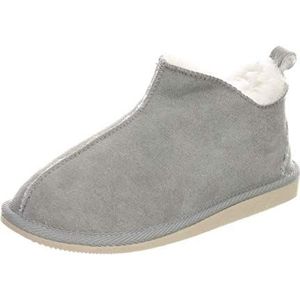 Hollert Heren lamsvacht pantoffels Prinz bontschoenen 100% Merino schapenvacht voor welbehagen - warm, ademend, grijs wit, 43 EU