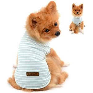 PAIDEFUL Kleding voor kleine honden, jongens, meisjes, zomer, gestreept, puppy, T-shirt, ademend, katoen, mouwloos, chihuahua, yorkshire, groen, XL