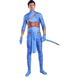 Avatar Kostuums voor Kinderen，Halloween Meisje Neytiri Cosplay Avatar Kostuums，Blauwe Strepen Avatar Kostuum voor Volwassenen，Unisex Feestkostuums voor Leeftijden 12 tot 24.(XL,Adult D)