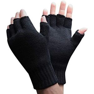 Heren 3M Thinsulate 40 gram Thermo geïerd Zwarte vingerloze Handschoenen (M/L, Zwart)