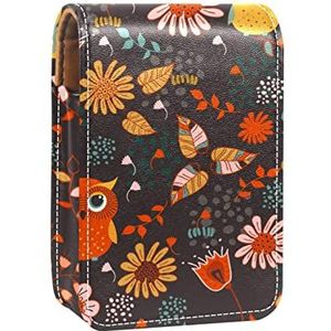 Uil Patroon Lipgloss Houder Lipstick Case Draagbare Mini Lipstick Opbergdoos Reizen Lipstick Organizer Case met Spiegel voor Vrouwen, Meerkleurig, 9.5x2x7 cm/3.7x0.8x2.7 in