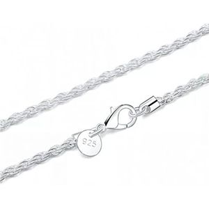 Kettingen voor vrouwen 925 zilveren heren fijne sieraden 3 mm gedraaide touw ketting maat 16-30 inch ketting colar (Style : 50CM)
