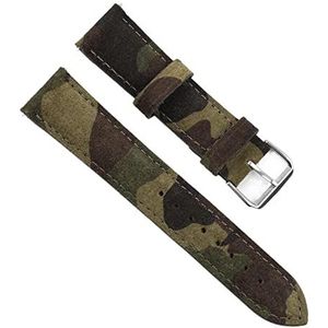 Chlikeyi Horlogeband Suede Lederen Camouflage 18-24mm voor Vervangen Armband Accessoires, 18 mm, Leer