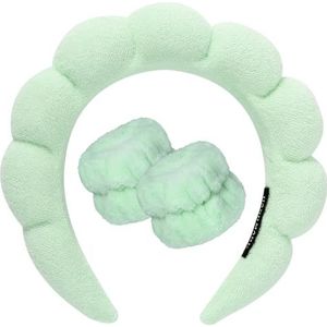 DRESHOW Spa Hoofdband voor Wassen Gezicht Polsband Pak Spons Zachte Badstof Make-up Huidverzorging Anti-slip Hoofdband voor Vrouwen