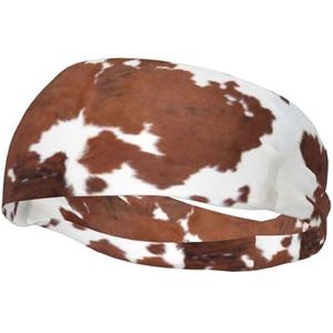 Animal Brown Koeienhuid Print Koe, Sport Zweetband voor Unisex Multi Hoofdbanden Zweet Workout Hoofdbanden Elastische Haarband