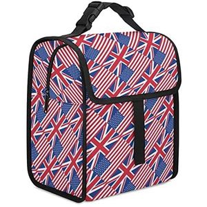 Amerikaanse Vlag En Engeland Vlag Herbruikbare Lunch Bag Geïsoleerde Lunch Box Draagbare Koelere Zakken Voor Werk Picknick Strand