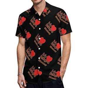 My Heart Belongs To Mommy Hawaiiaanse shirts voor heren, casual overhemd met korte mouwen, knoopsluiting, vakantie, strandshirts, M