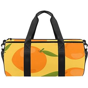 Cartoon dolfijnen zeesterren patroon reizen duffle tas sport bagage met rugzak draagtas gymtas voor mannen en vrouwen, Kleurrijk handgetekend oranje patroon, 45 x 23 x 23 cm / 17.7 x 9 x 9 inch