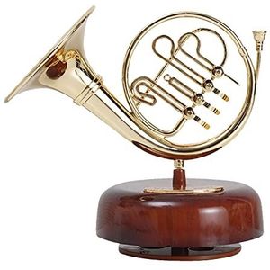 Zpoicaegn Franse Hoorn Muziekdoos Klassieke Wind Up Twirling Muziekdoos Roterende Base Messing Wind Instrument Miniatuur Artware Gift