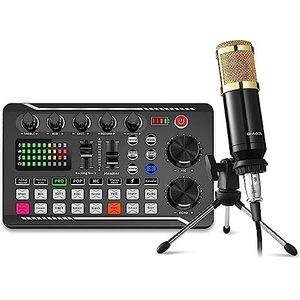Complete podcastkit, Podcast-apparatuurbundel, geluidskaartmicrofoon (120 KHz/24 bit) en professionele audiomixer for streaming gaming