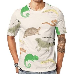 Hagedis schildpad luipaard gekko reptiel heren korte mouw grafisch T-shirt ronde hals print casual tee tops 4XL
