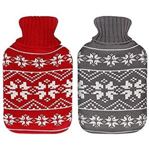 Warmwaterkruik 2 Pak Rubberen Warmwaterkruik Met Deksel, Duurzame Warmwaterzakwarmer Set 1.8L, Opwarmen En Opnieuw Invriezen Voor Pijnverlichting Kruik Warm Winter