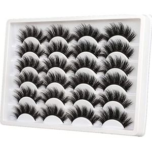 20 MM Faux Mink Wimpers 3D 12 paar Pack Dramatische Lange Valse Dikke Volume Gekruiste Wimpers Reusbale Zachte Multipack [12 paar]