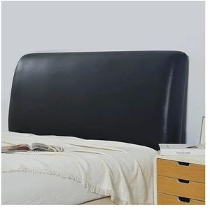 Ayztantine Hoes voor hoofdeinde van het bed, waterdicht, kunstmatig PU-leer, hoofdeindehoes, hotel, thuis, elastisch, all-inclusive bed, hoofd-achter, nachtkastje beschermhoes, zwart, 220 cm