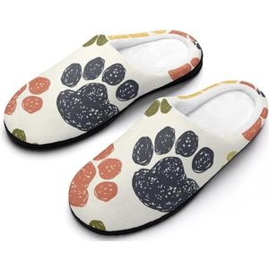 Schattige hondenpoot katoenen pantoffels voor dames warme anti-slip rubberen zool huisschoenen voor binnen hotel 9-10 (40-41)
