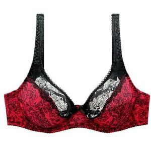 Zomer Ultra Dunne Plus Size Vrouwen Ongevoerd Ondergoed Vrouwen Bras, Rood, 95D