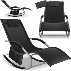 KESSER® Zonneligstoel, relaxstoel, schommelstoel, tuinstoel, klapstoel, opvouwbare ligstoel, schommelstoel, ergonomische relaxstoel, weerbestendig, belastbaar tot 150 kg, zwart