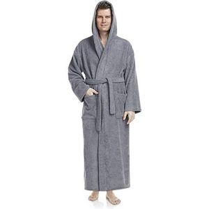 Herenbadjas met capuchon, 100% Katoenen, Heren Maat: L, Unisex Maat: L-XL, Grijs