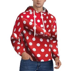 GUOLGP Rood Wit Polka Dot Print Mannen Hooded Pullover Mode Zachte Comfortabele Voor Winter Casual Dagelijks Dragen, Zwart, XS