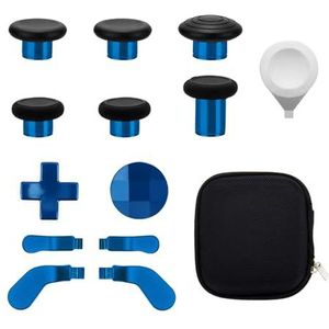 13 in 1 metalen ministicks voor Xbox One Elite Series 2, Xbox One Elite 2 controller-onderdelen, vervanging van gamingaccessoires, metalen Mod 6 swap joysticks, 4 peddels, 2 D-pads, 1 gereedschap (Blauw)(Koop uit marspell)