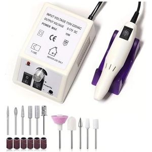 20000 RPM manicure boormachine set elektrische nagelboormachine gel polish remover draagbare nagel polijstmachine apparatuur(White)