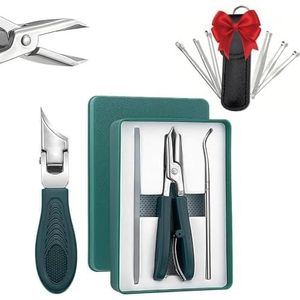 Wangdaqi 9-delige set Eagle-snavel schuine nagelknippers, spatwaterdichte ultrascherpe schuine nagelknipper set, geschikt voor mannen en vrouwen (groen)