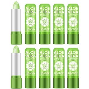 Ownest 10 verpakkingen Aloë Vera Lipstick, Langdurige Voedzame Kalmerende Lippenbalsem, Lippen Hydraterende Magische Temperatuur Kleurverandering Lipstick, Lip Care, Update Verpakking