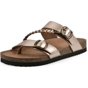 WHITE MOUNTAIN Hammy platte damessandalen, roségoud/leer, 38,5 EU, roségoud leer, 38.5 EU