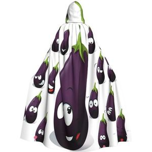 WURTON Cartoon aubergine carnaval cape met capuchon voor volwassenen, heks en vampier cosplay kostuum, mantel, geschikt voor carnavalsfeesten