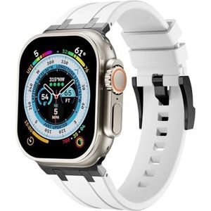 INSTR Zachte Siliconen Band voor Apple Horloge Serie 9 8 7 se 6 5 4 42mm 44mm 45mm Sport Armband voor iWatch Ultra 2 49mm Mannen Rubberen Band(Color:Black white,Size:44mm)