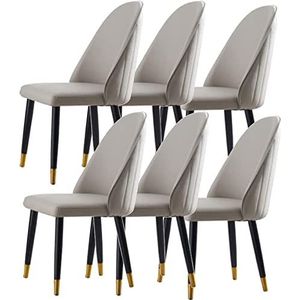 GEIRONV Eetkamerstoel set van 6, keukenstoel modern design microfiber lederen stoelen zacht gevoerde zitting for kantoor lounge eetkamer keuken slaapkamer Eetstoelen ( Color : Light Gray , Size : 92*4
