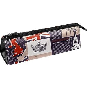 London Magazine met Britse vlag en rode bus pen tas briefpapier etui potlood tas cosmetische zakje tas compacte rits tas, Meerkleurig, 5.5 ×6 ×20CM/2.2x2.4x7.9 in, Tas Organizer